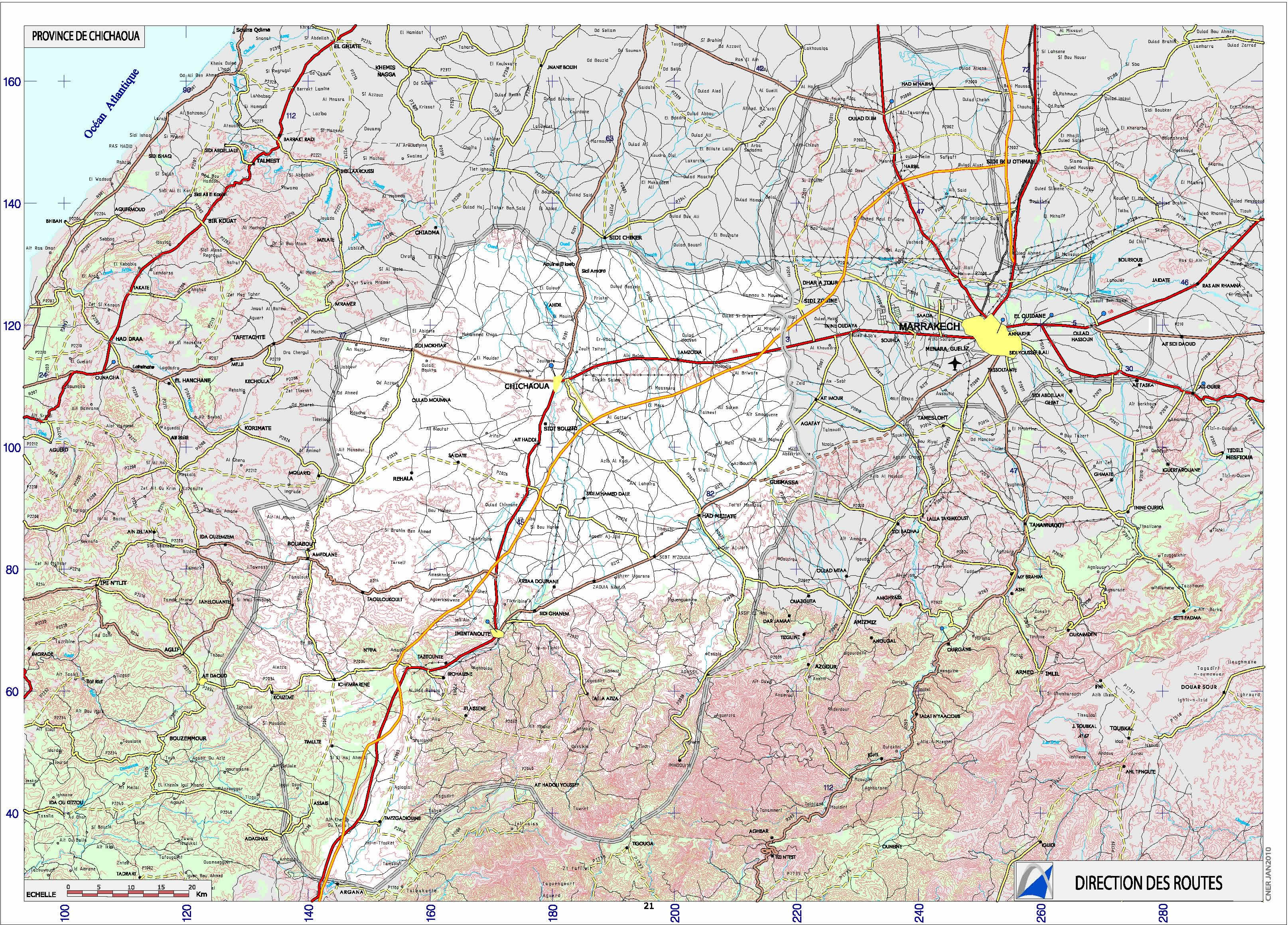 La carte routiere du maroc avec kilometrage