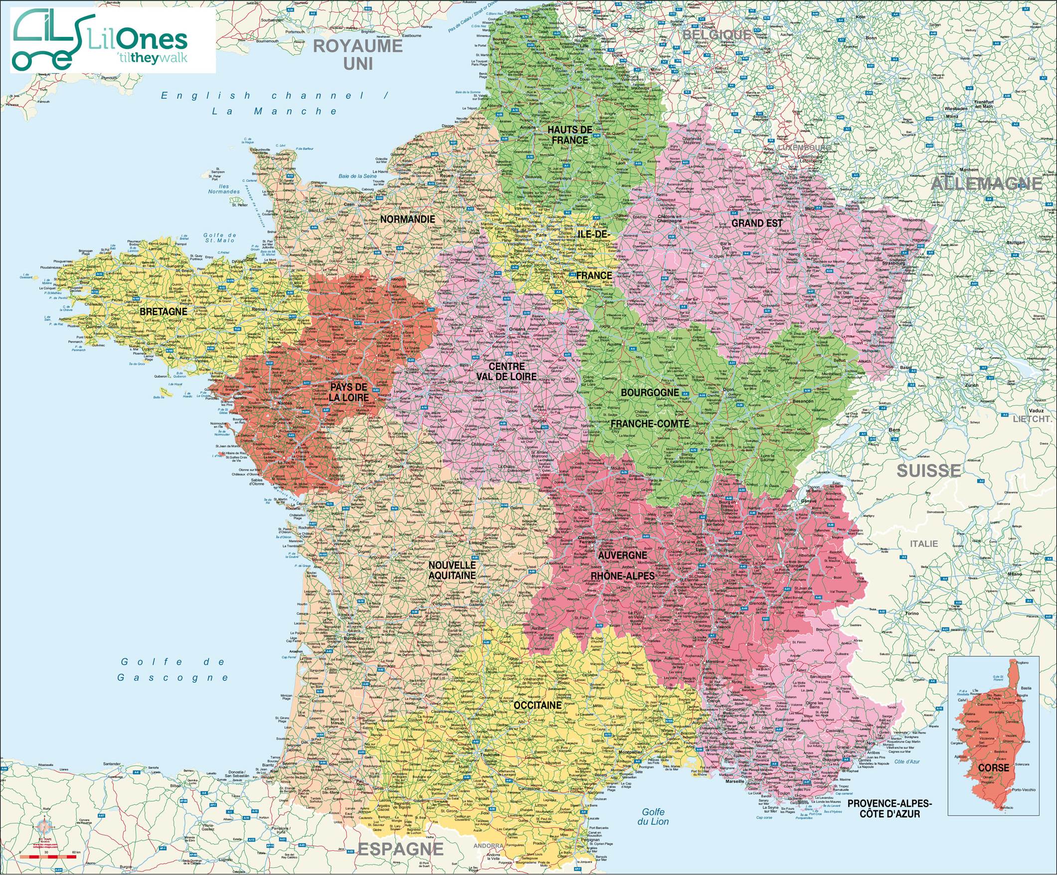 Carte de france avec les régions à imprimer