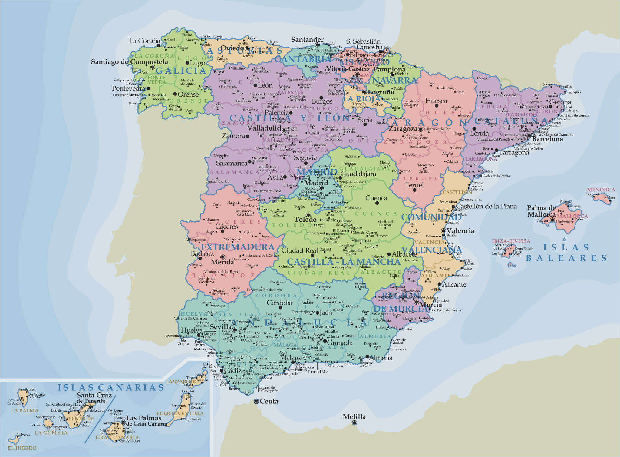 Espagne carte détaillée