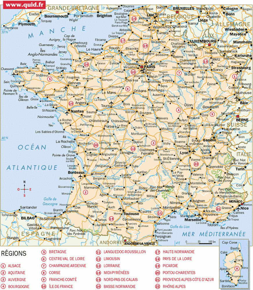 Carte de france détaillée par région