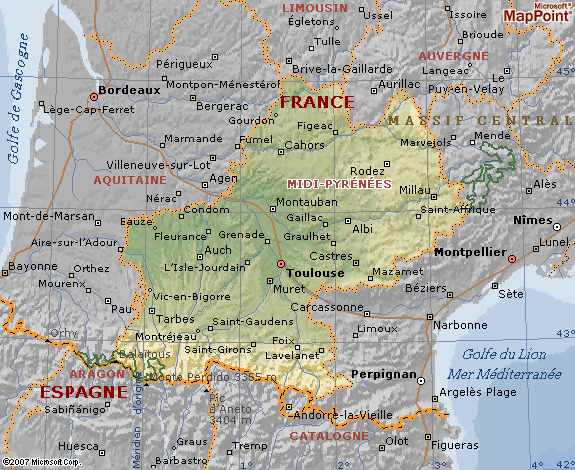 Carte du sud ouest de la france détaillée