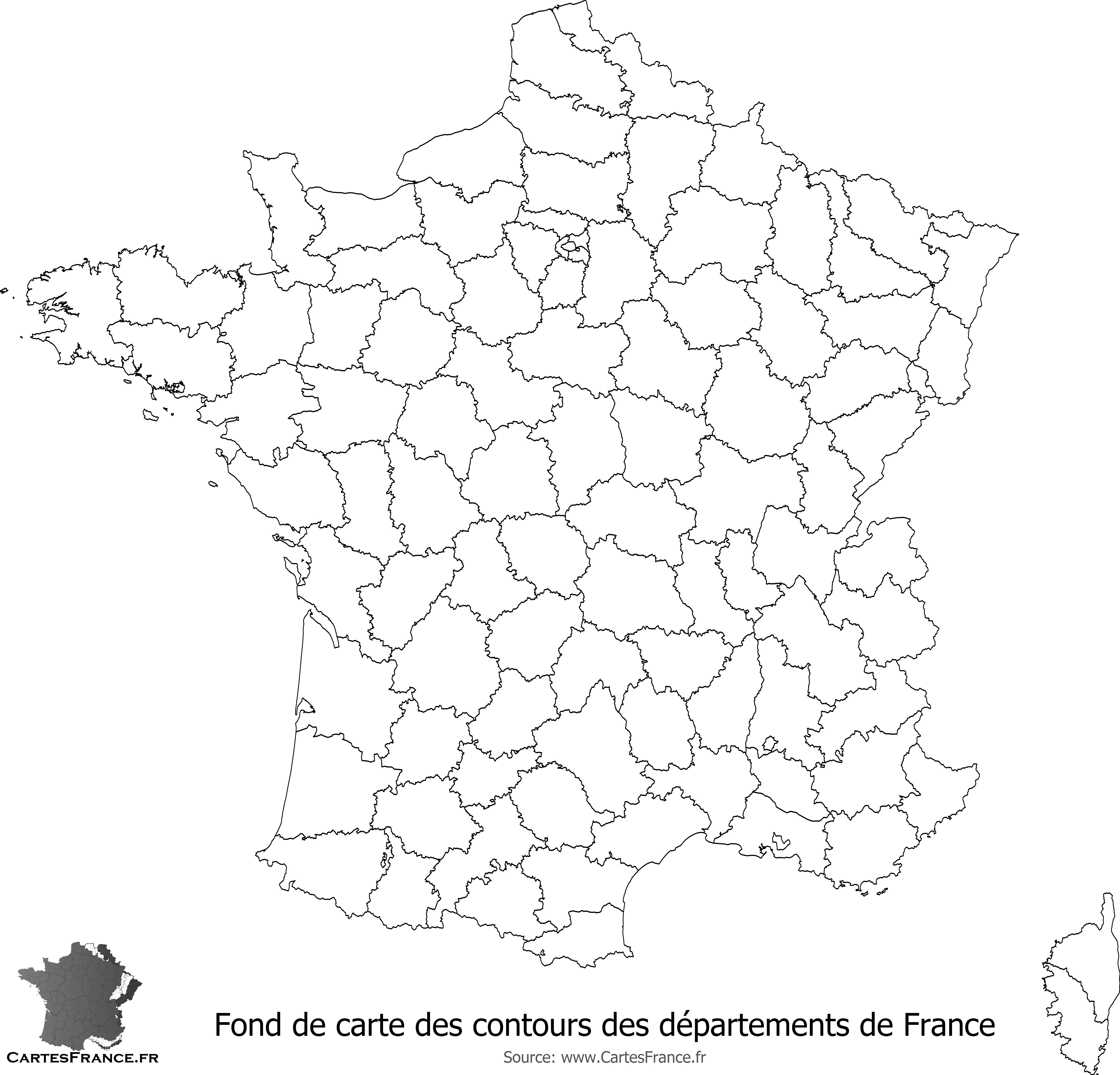 Carte vierge des départements français