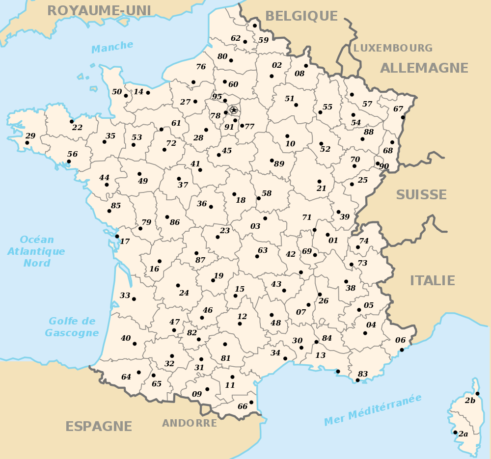 Carte departement francais vierge