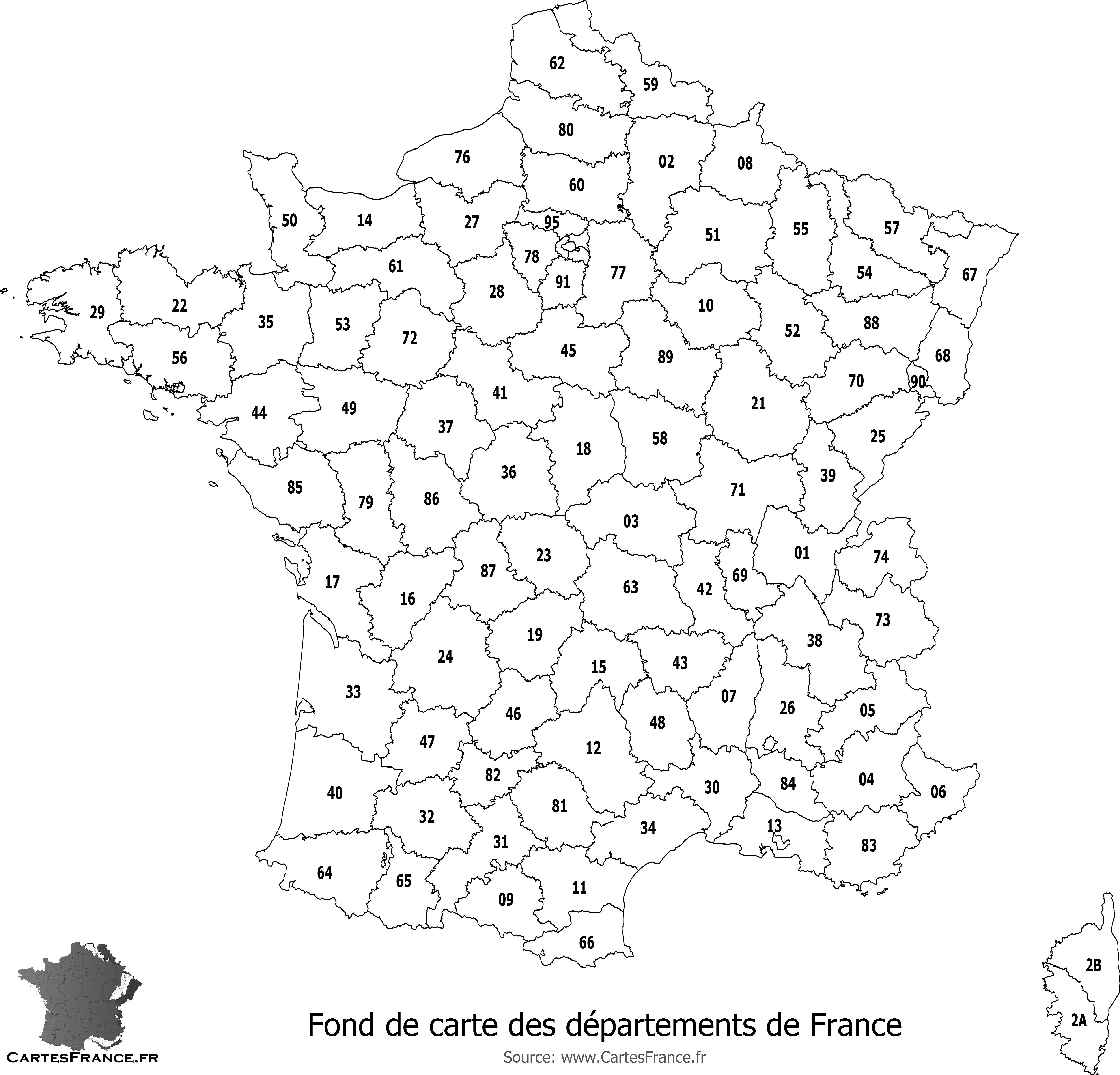 Carte muette des départements français