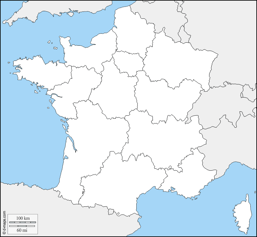 Carte des région de france vierge
