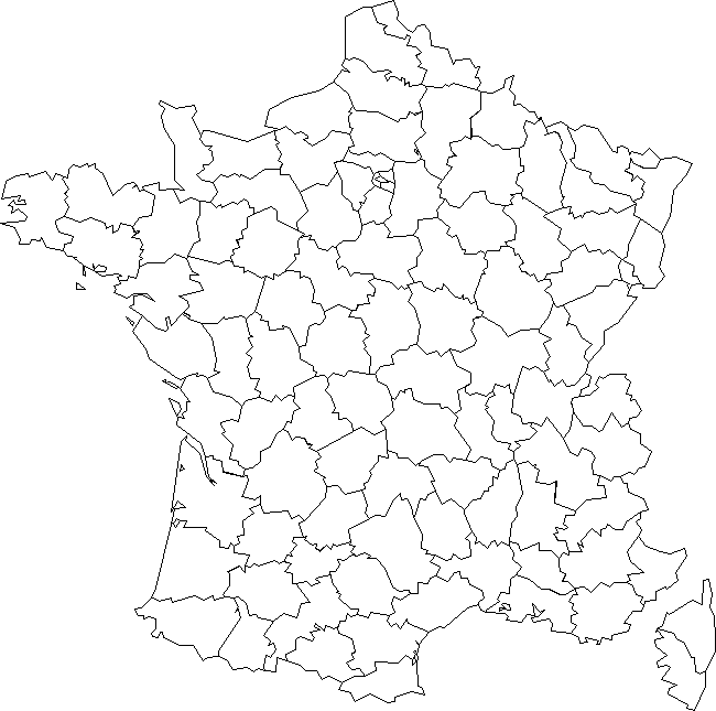 Carte départements français vierge