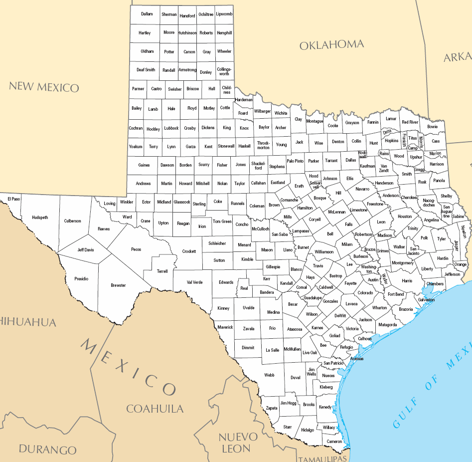 Carte routiere du texas