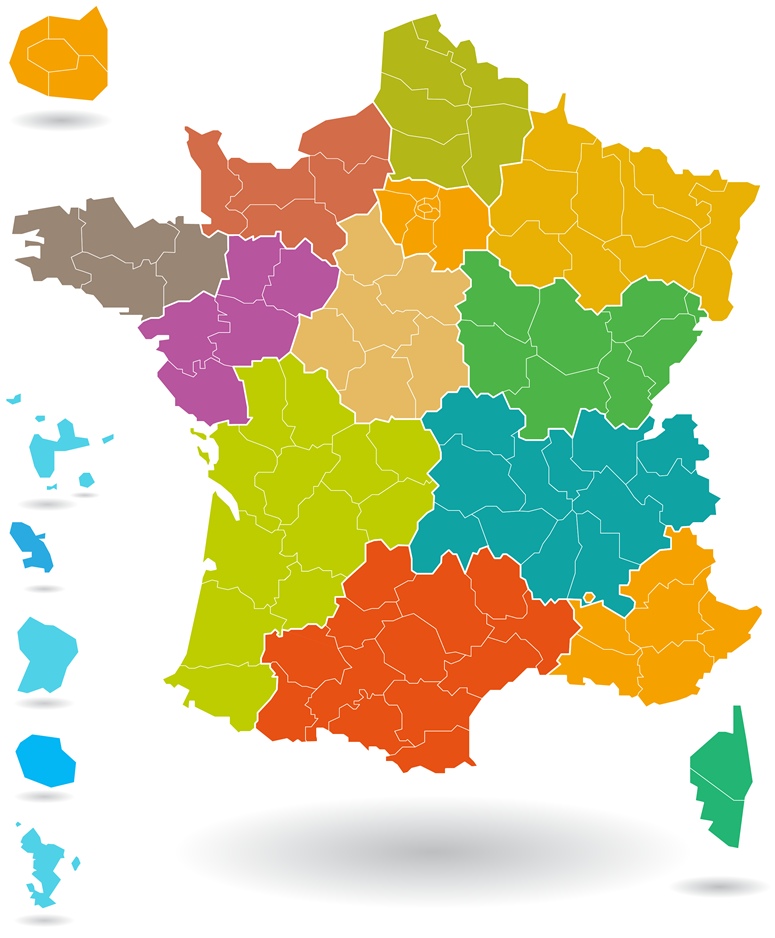 Carte vierge region france