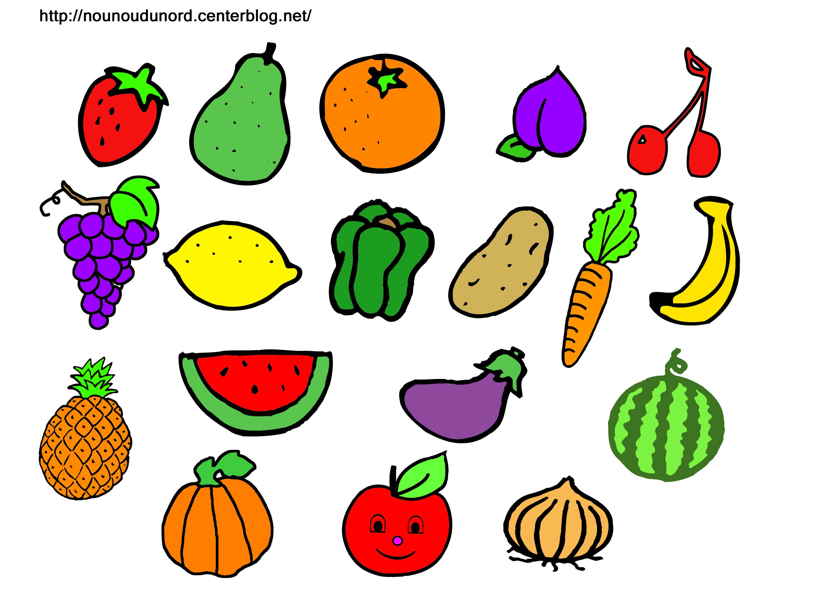 Dessin fruit et legume a colorier