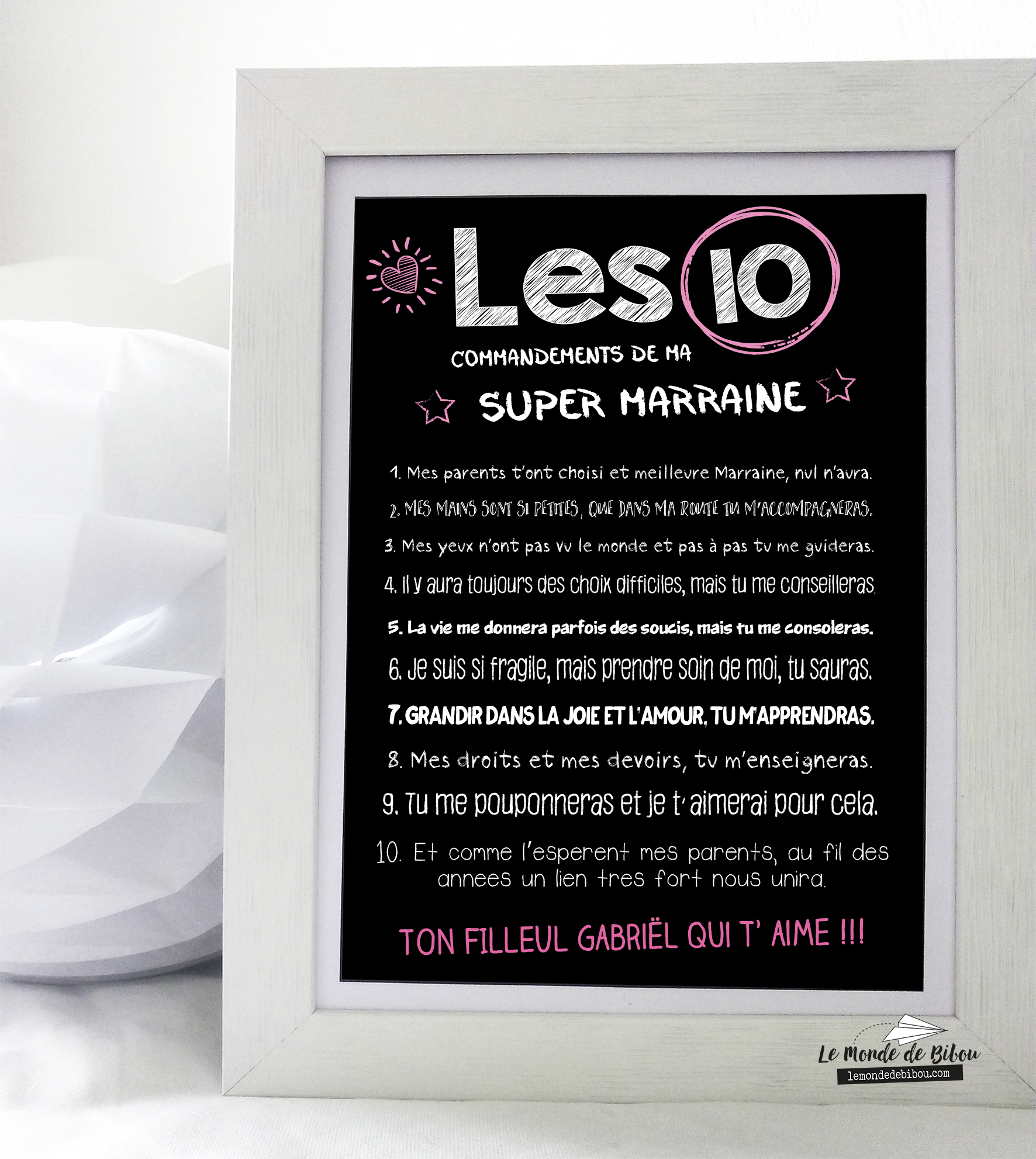 Les 10 commandements de la marraine a imprimer