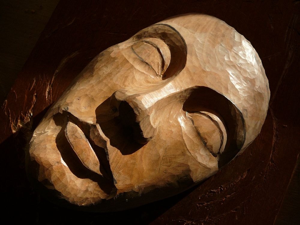 Sculpture visage bois