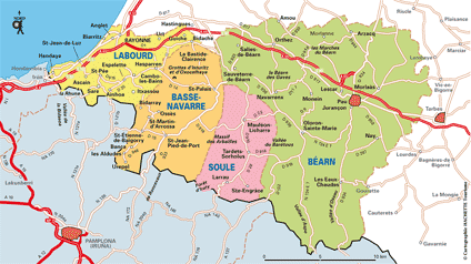 Carte routière du pays basque français