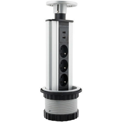 Bloc escamotable 3 p 2usb premium otio