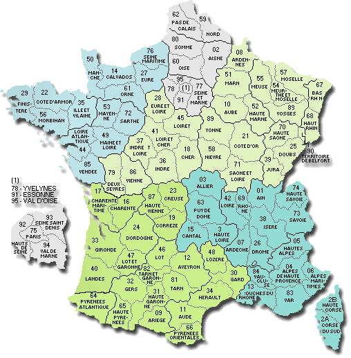Carte département sud ouest