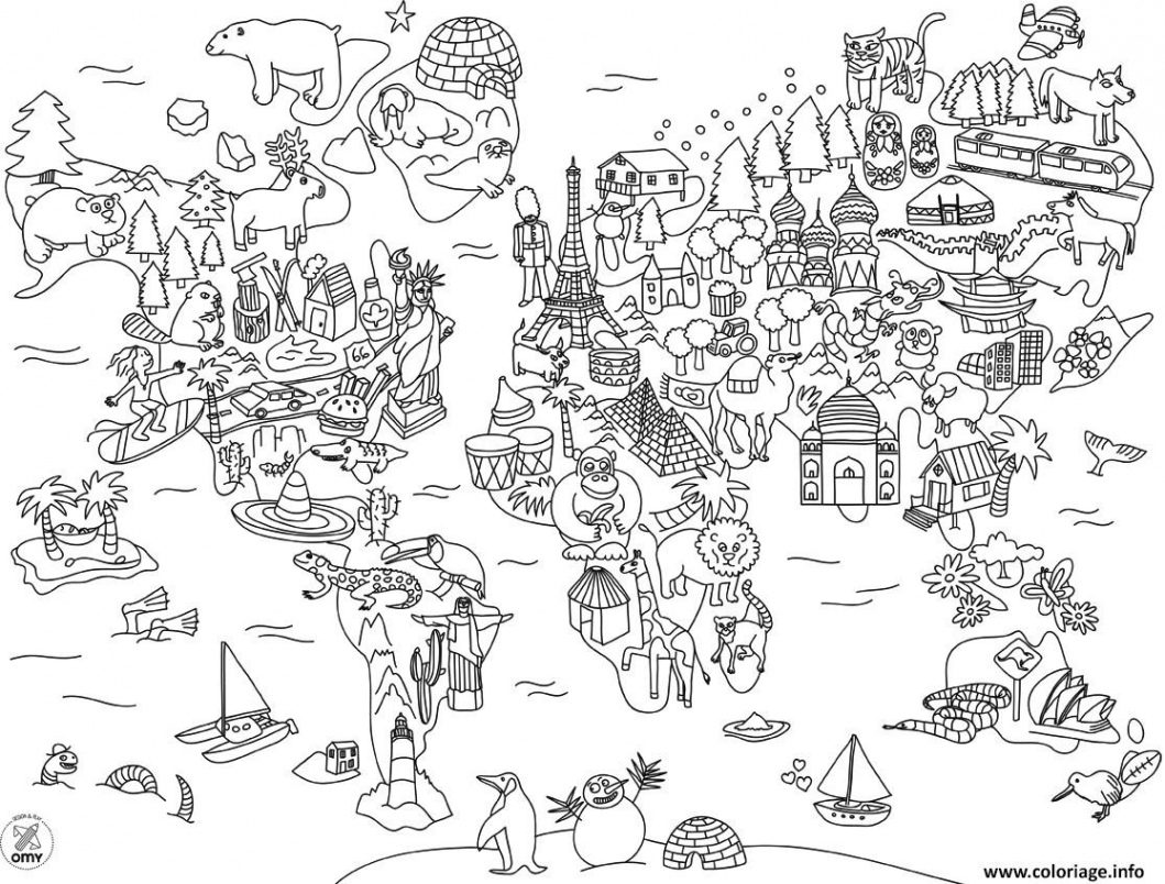 Carte du monde à colorier en ligne