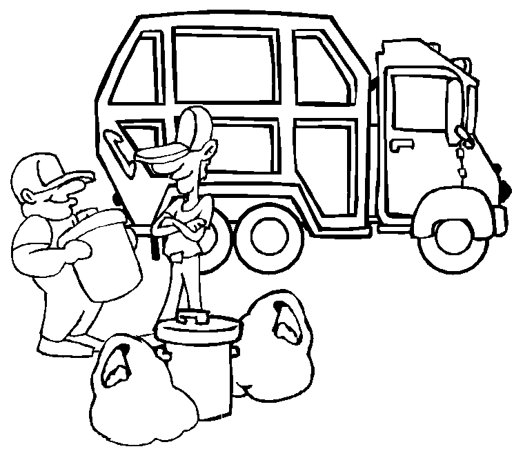 Coloriage de camion de poubelle
