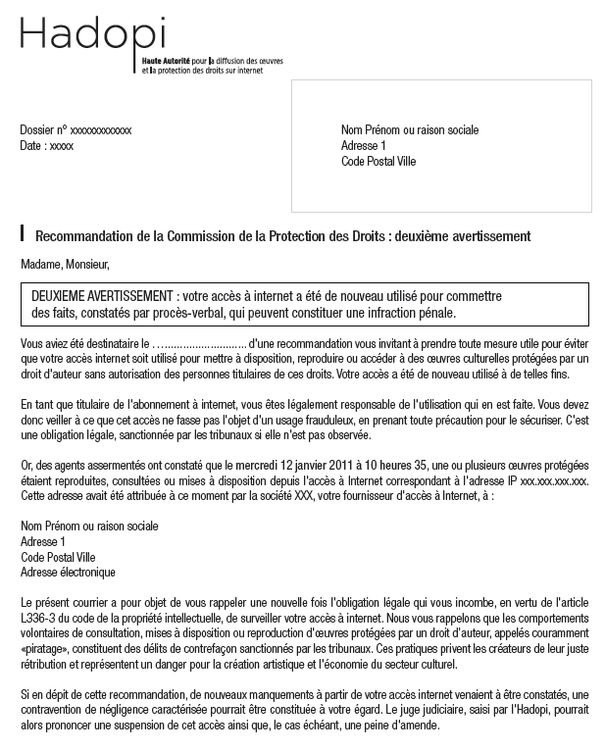 Lettre avertissement travail mal fait