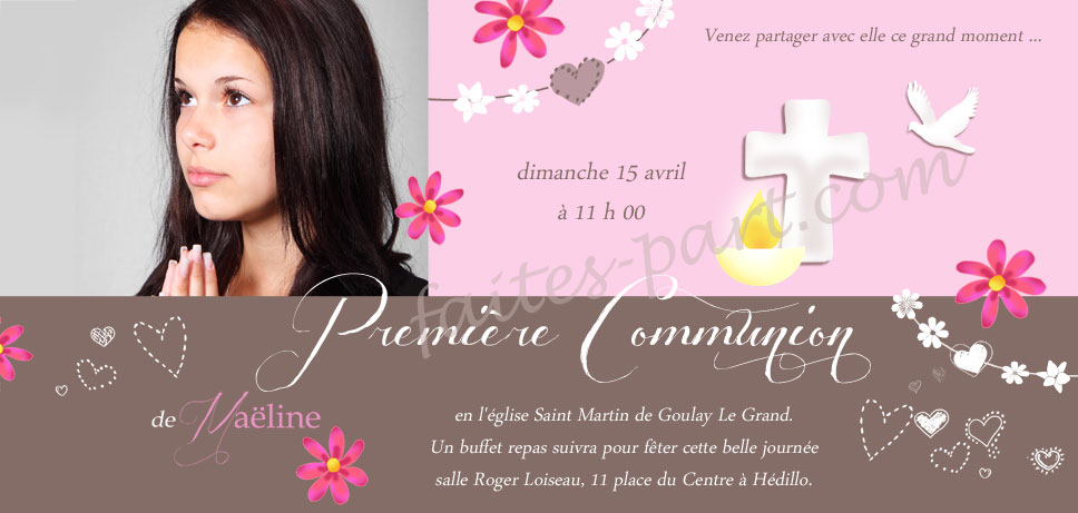 Carte de remerciement communion avec photo
