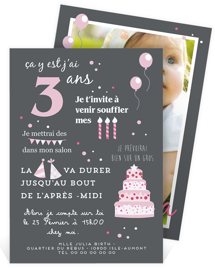 Texte invitation anniversaire 1 an fille