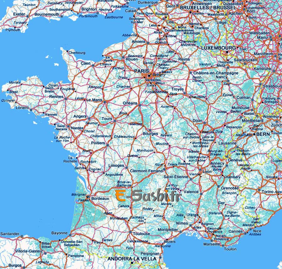 France-espagne carte routiere