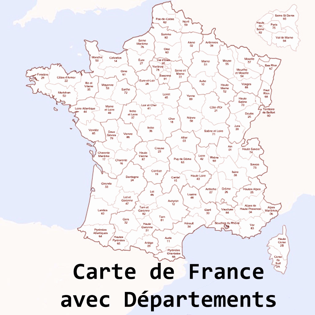 Carte des départements français à colorier