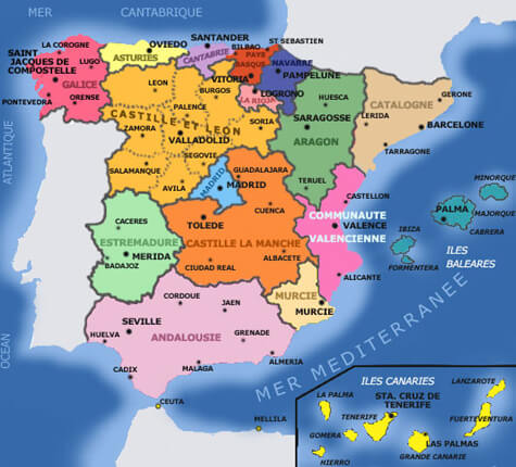 Carte detaillee de l espagne