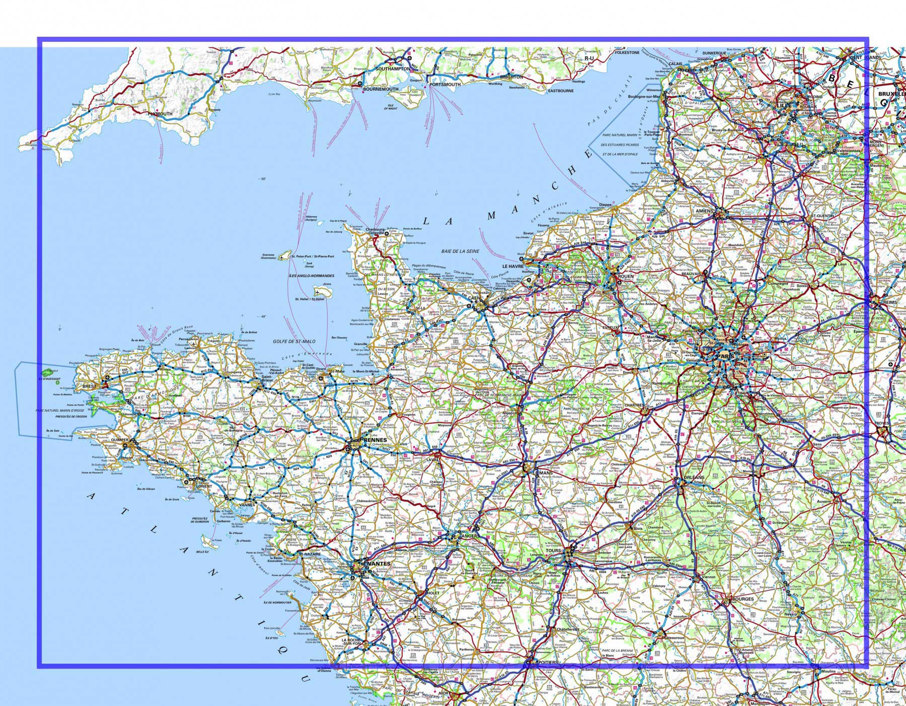 Carte de france ouest détaillée