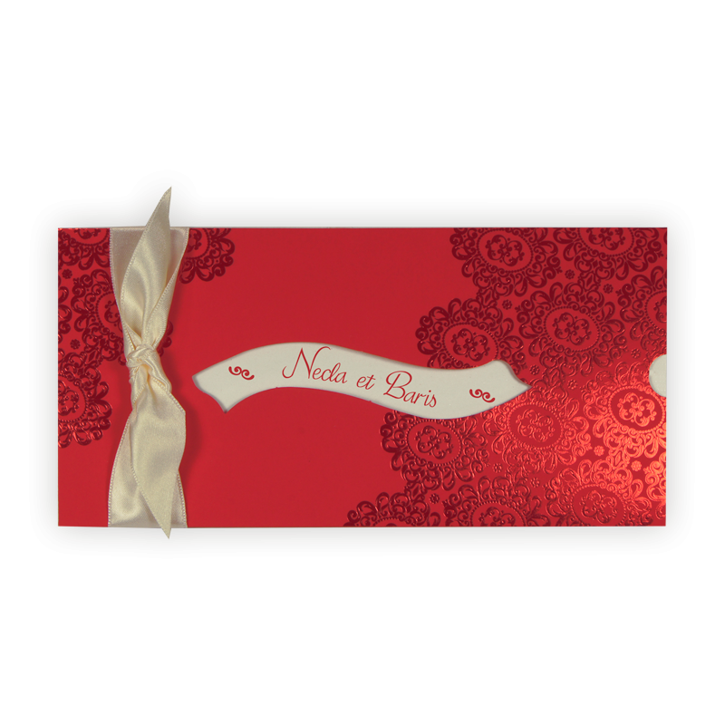 Faire part mariage pas cher rouge et blanc