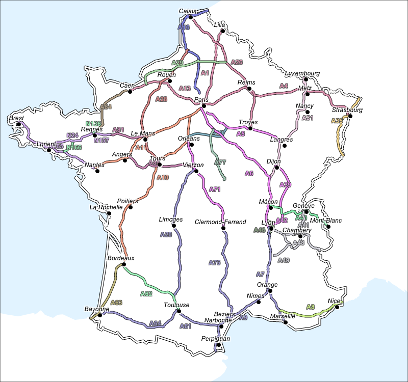 Carte des autoroutes france 2015