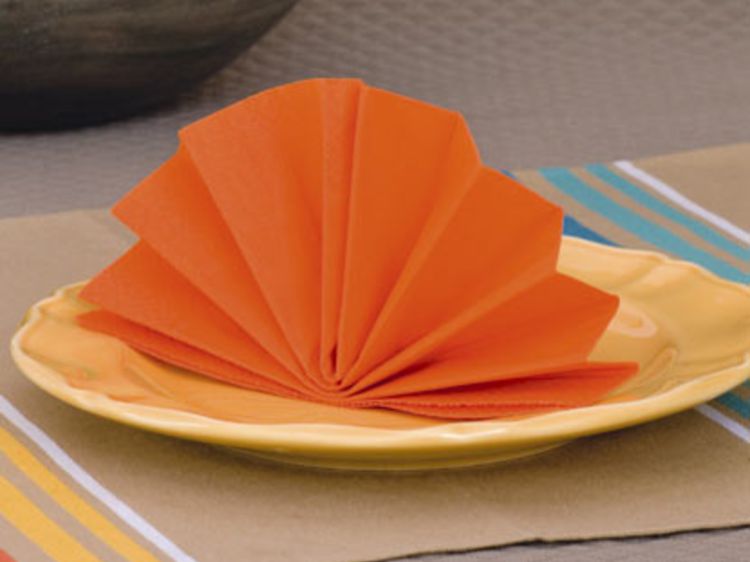 Pliage serviette éventail 2 couleurs