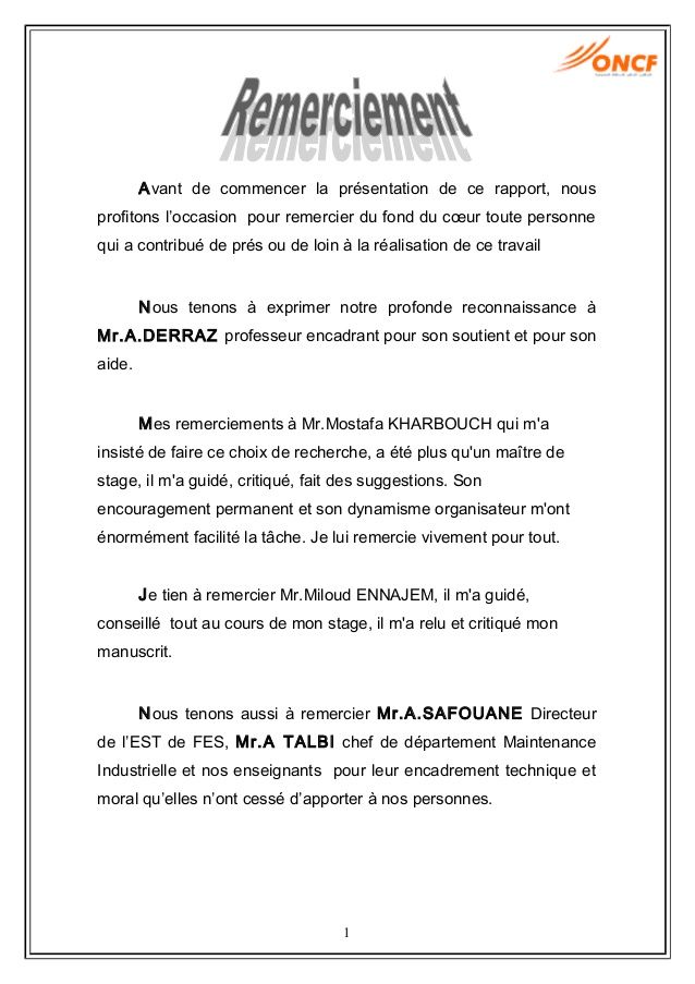 Lettre remerciement travail bien fait