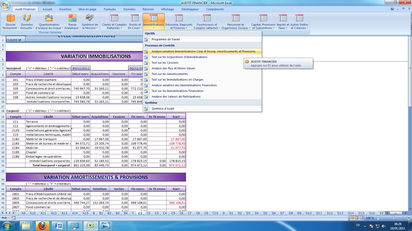 Dossier de révision comptable excel