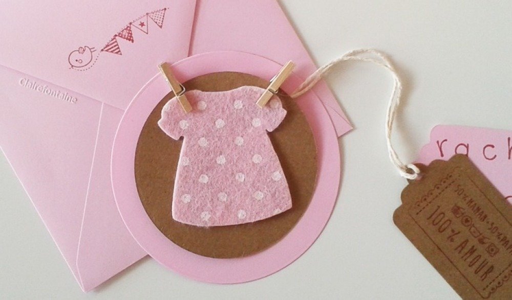 Faire part naissance rond fait main