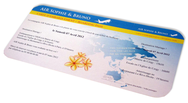 Faire part mariage carte embarquement