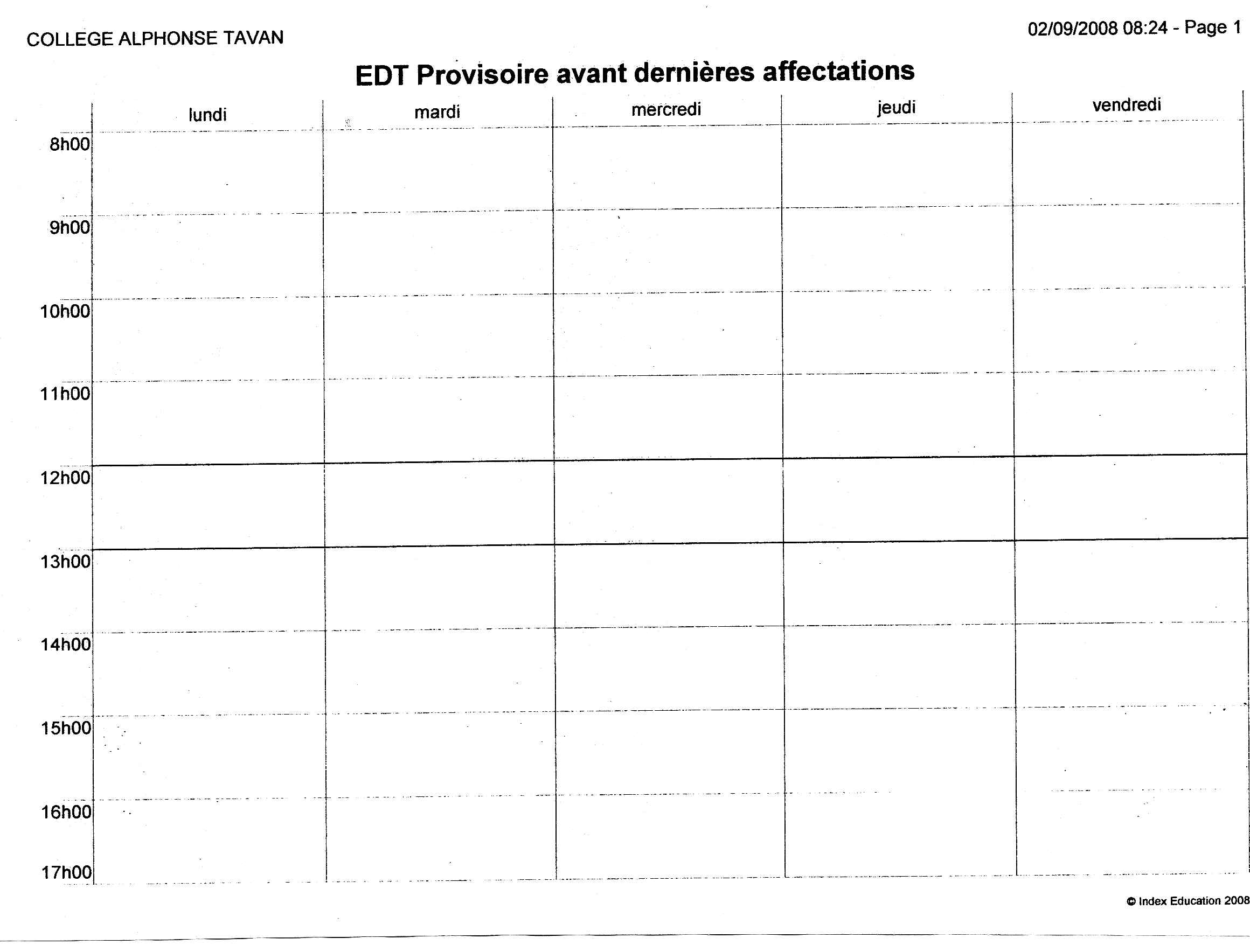 Telecharger emploi du temps vierge