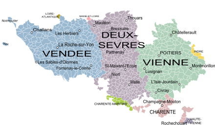 Carte région poitou charentes vendée
