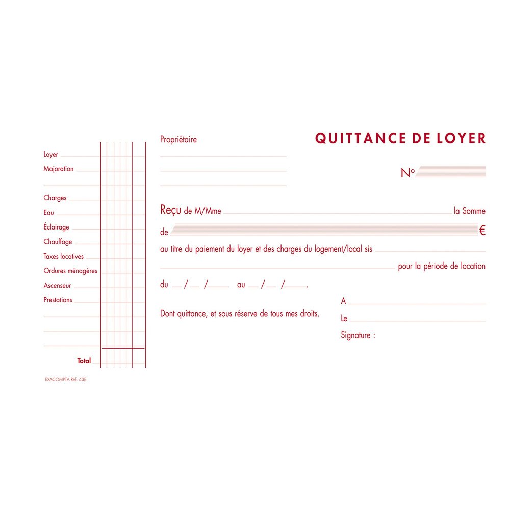 Quittance de loyer belgique