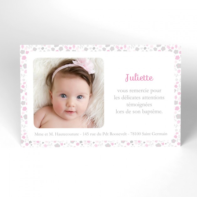 Carte de remerciement bapteme pas cher