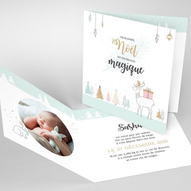 Faire part naissance thème noël
