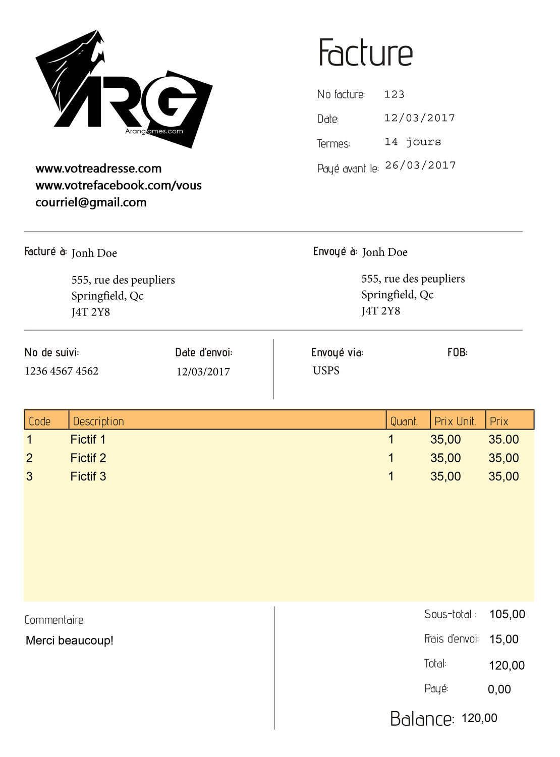 Modele facture taxi gratuit