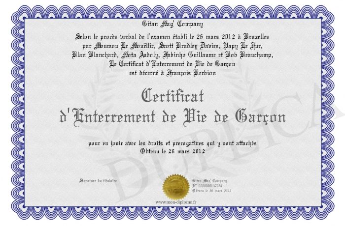 Diplome enterrement vie jeune fille