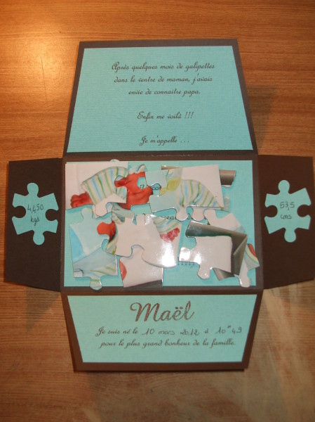 Faire part puzzle bapteme