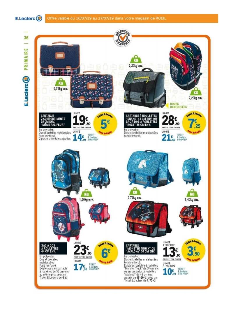 Cartable chipie leclerc