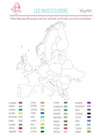 Carte europe vierge à colorier
