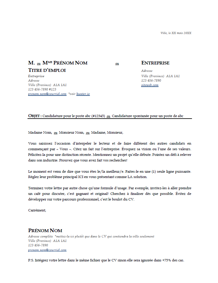 Modèle ligne pour écrire droit