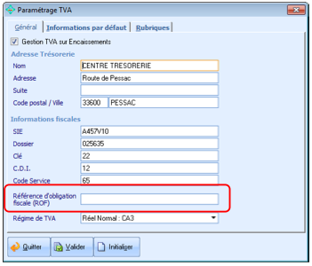 Reference obligation fiscale rof