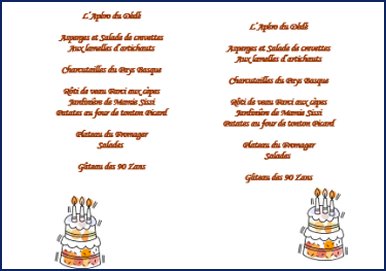 Cartons menus gratuits