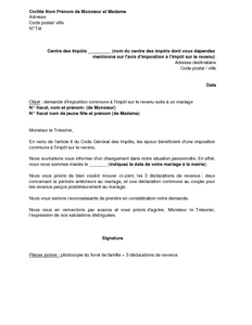 Lettre au maire mariage