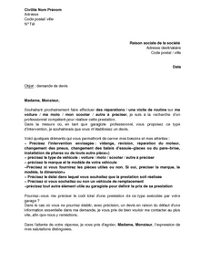 Lettre demande de cotation