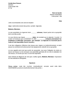 Modèle de lettre pour syndic travaux